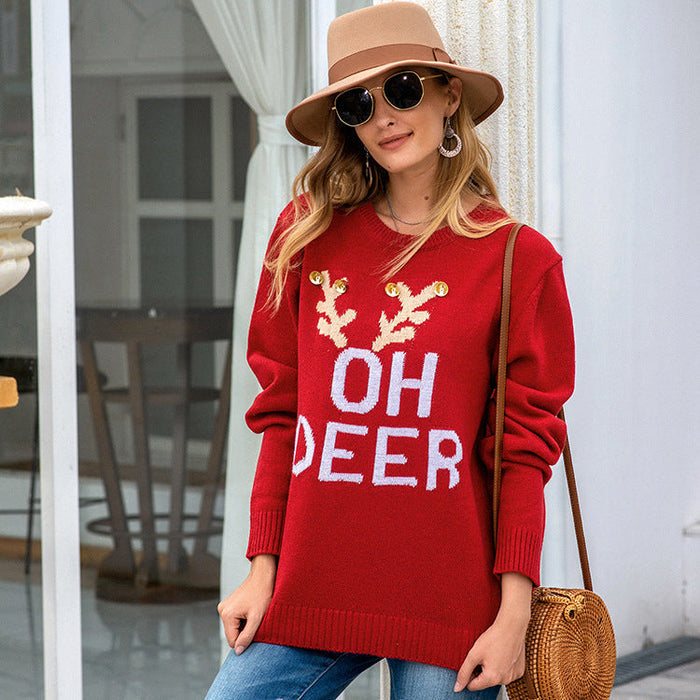 Autumn And Winter Women's Christmas Long Sleeved Pullover