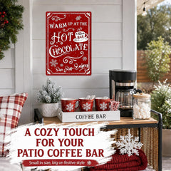 Hot Cocoa Station Sign, Metal Christmas Kitchen Accessories for Wall Decor