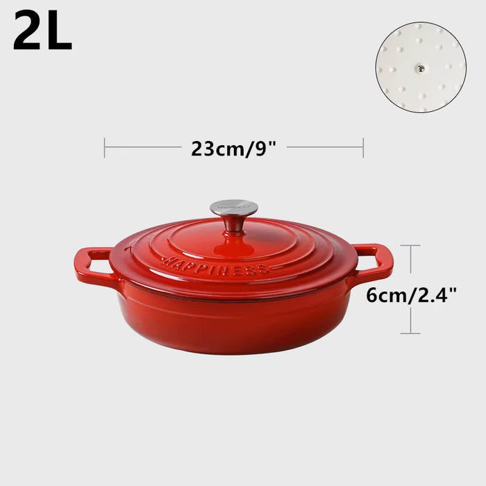 23Cm Enameled Cast Iron Dutch Oven 2 Quart Heavy Soup Pot Casserole Dish for Bread Baking and Stew Kitchen Nonstick Braised Pot