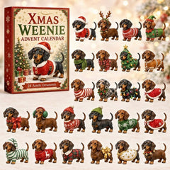 Dachshund Dog Christmas Advent Calendar 24 3D PVC Ornaments Xmas Countdown Gift
