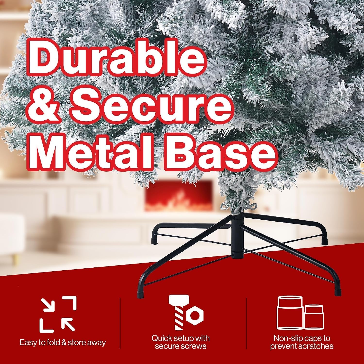 6Ft Snow Flocked Artificial Christmas Tree with 926 Tips Realistic Holiday Premium Full Winter White Pine Xmas Tree, Full Appearance Snowy Easy Assembly with Sturdy Metal Stand 180Cm