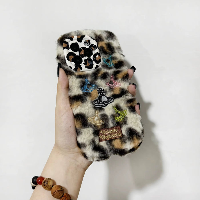 Autumn Winter New Leopard Plush Phone Case for Iphone 16 15 14 13 12 11 Pro Max