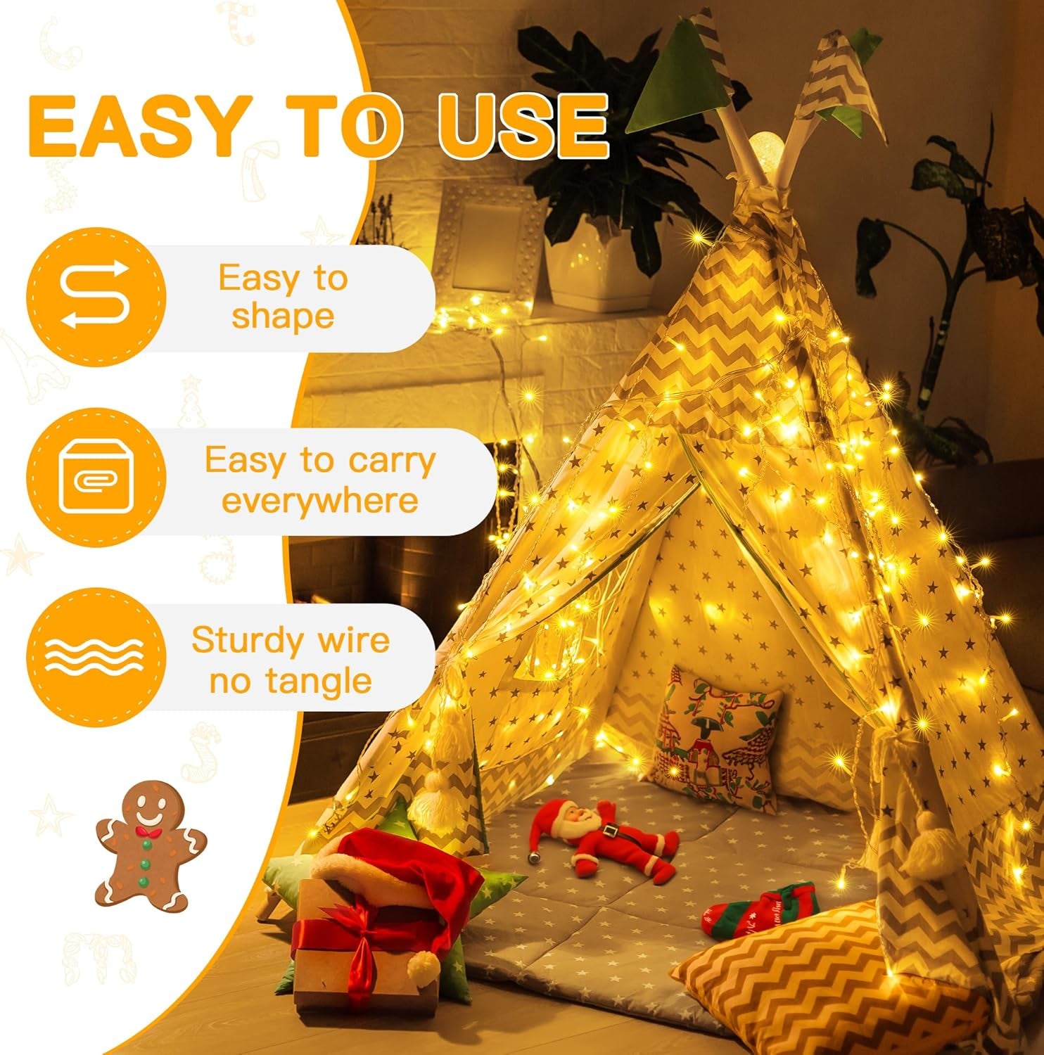 Fairy Lights Battery Operated, 10M 100 Leds Bright Battery Powered String Lights, Warm White outside Christmas Lights Waterproof with 8 Modes/Timer for Indoor Outdoor Bedroom Garden Decorations