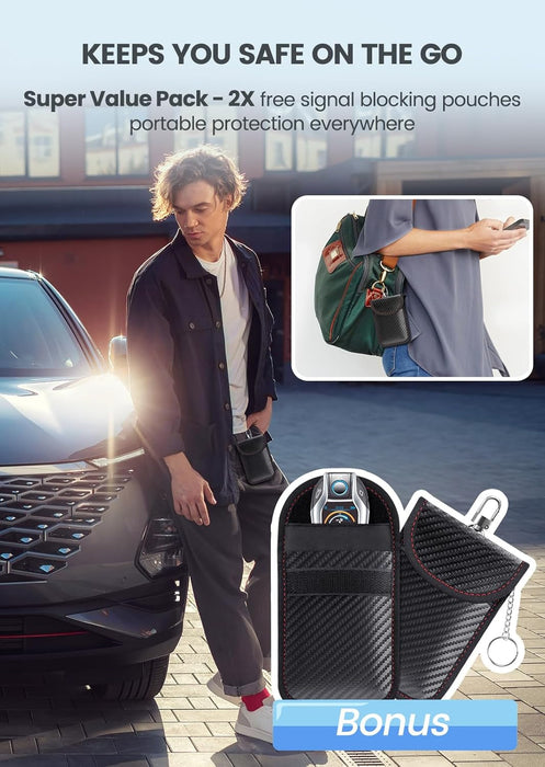 Faraday Box and Pouch 2 Pack, Keyless Entry Car Key Safe Protector,Anti-Theft Signal Blocking Cages