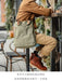 Men Retro Tote 16Oz Canvas Shoulder Bag with Top Layer Genuine Leather