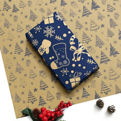 Christmas Wrapping Paper Roll Xmas Gift Wrap, Luxury Wrapping Papers 43Cm*10M Double-Sides Kraft Present Wrap Ornament for Secret Santa Claus Party New Year Festive Holiday