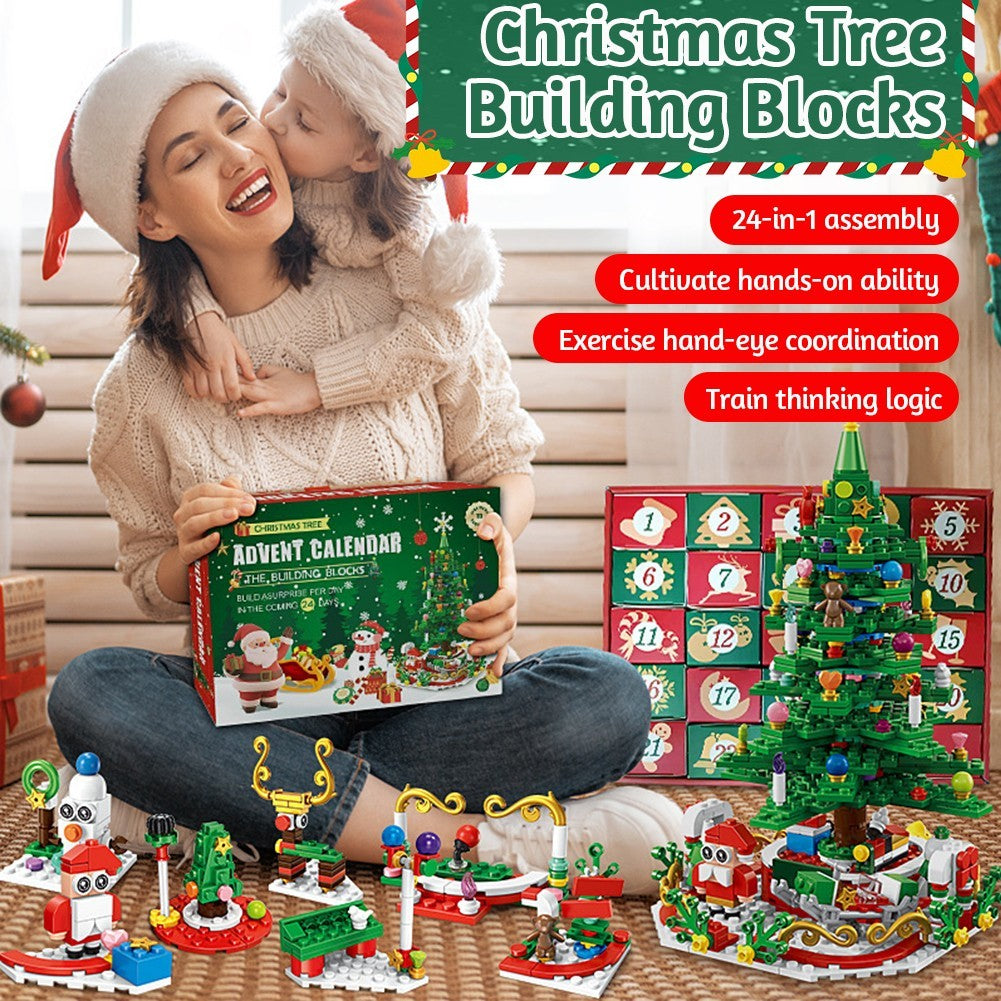 24 Day Kids Toy Christmas Advent Calendar Play Building Blocks with LED Gift Box