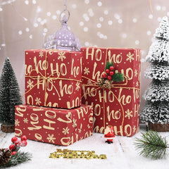 Red Christmas Wrapping Paper Sheets,50 * 70Cm Ho Xmas Wrapping Paper Kraft Paper Perpect for Christmas(5 Sheets)