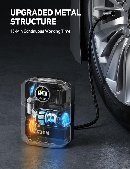 Tyre Inflator Air Compressor 12V DC, Digital Car Tyre Pump 150 PSI, Preset Tyre Pressure & Auto Shutoff, Electric Air Pump for Car Tyres, Bicycles, Other Inflatables (Yellow)
