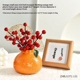 Orange Ceramic Small Vase Ornaments Living Room Flower Arrangement Hydroponic Plant Flowers Green Radish
