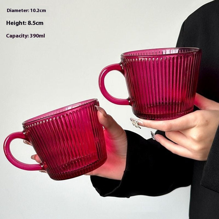Rose Red Glass With Handle Good-looking Household Beverage Water Cup