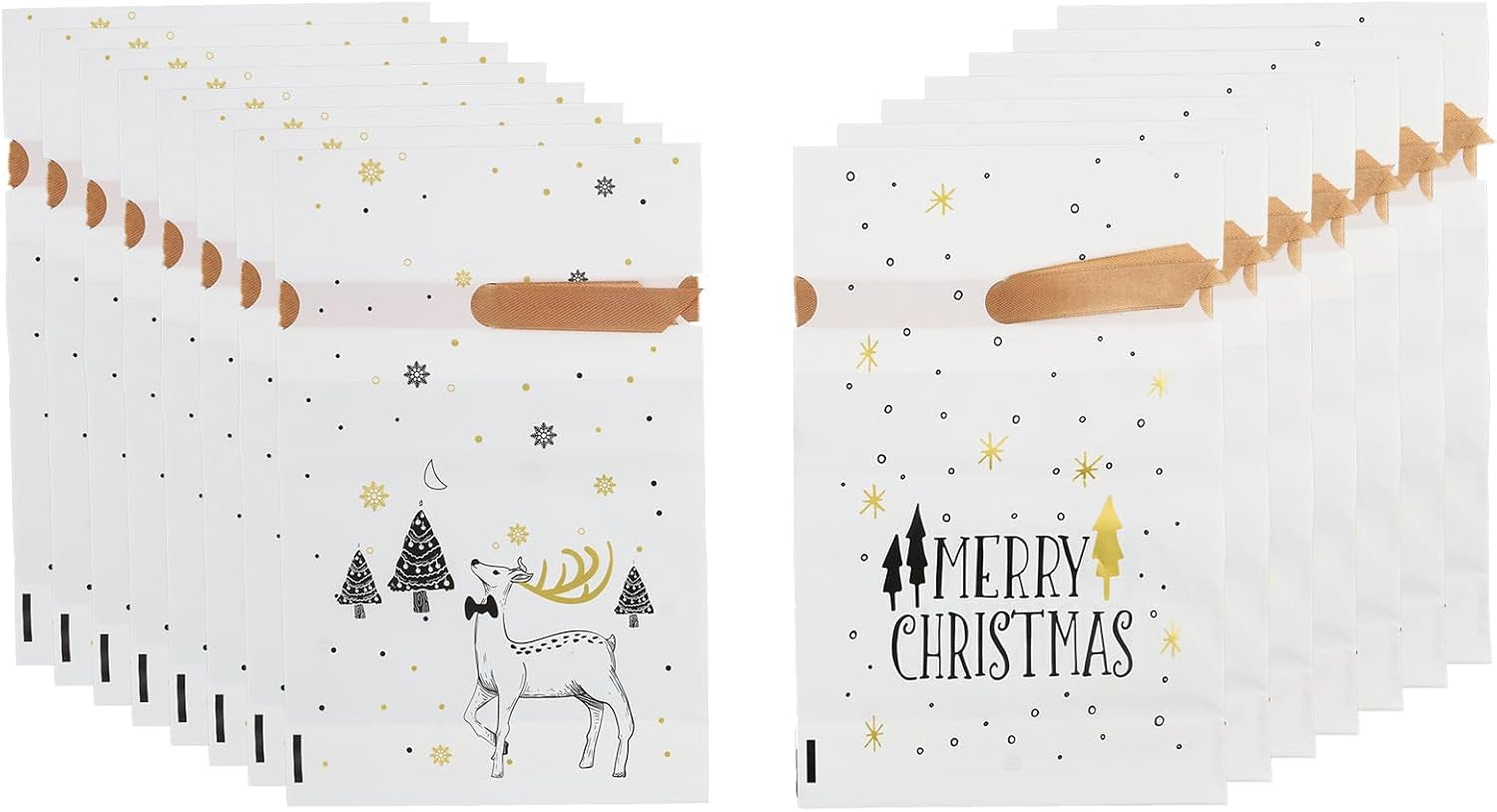 50 PCS Small Christmas Bags with Drawstring, Reusable Xmas Drawstring Gift Packaging Bags for Sweets, Cookies, and Treats, for Christmas, Parties, and Gift Wrapping Biscuits and Chocolates