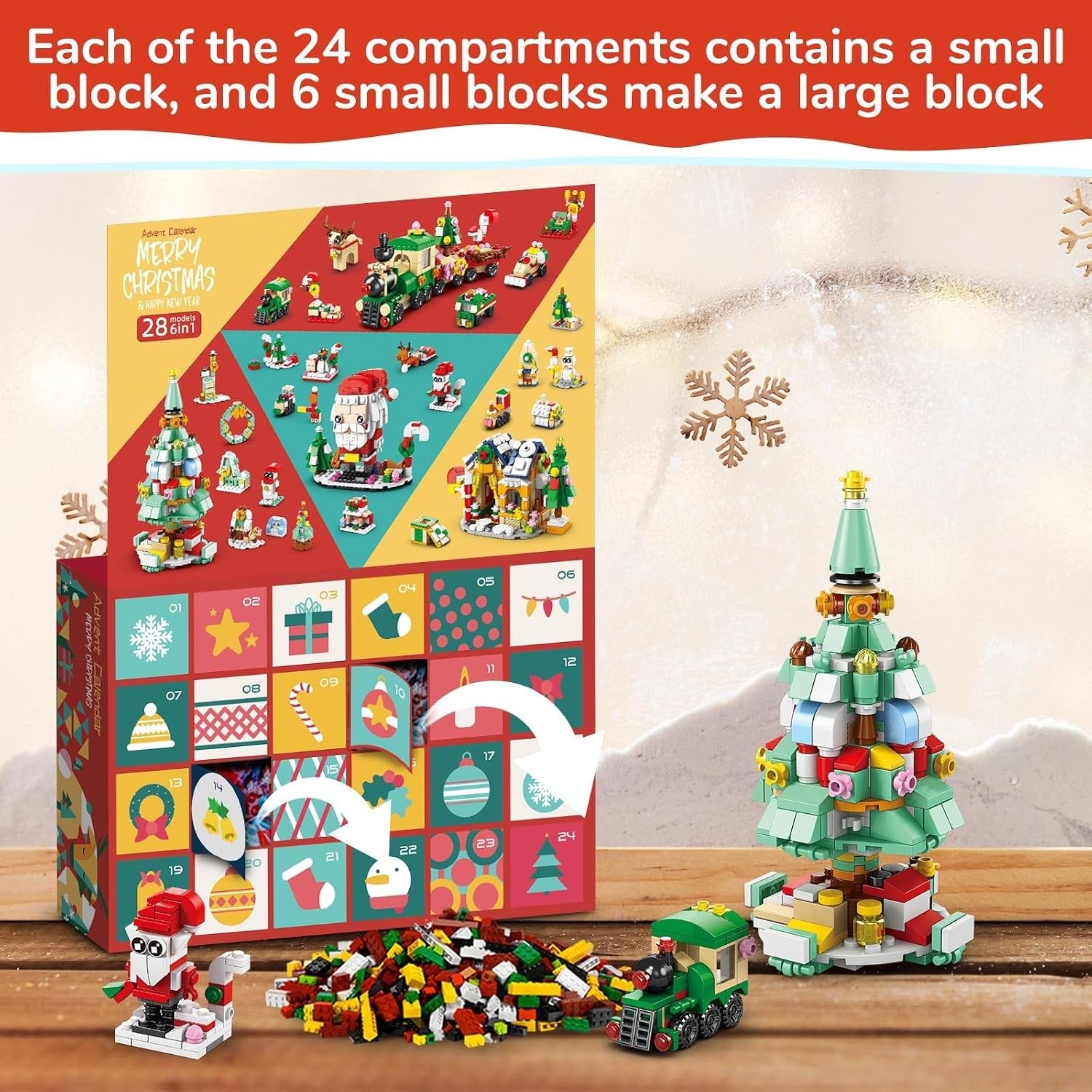 24 Days Countdown Christmas Advent Calendar Kids Building Blocks Toys Gift Boxes