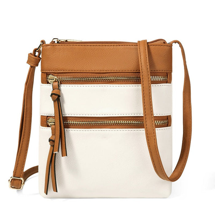 Multifunctional pocket with double zipper vertical women's bag