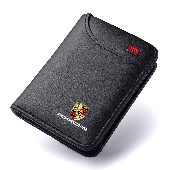 Car Emblem Soft Wallet Leather Mini Credit Card Purse Portable Small Wallet for  911 Cayenne 918 Pajun 718 Panamera Macan