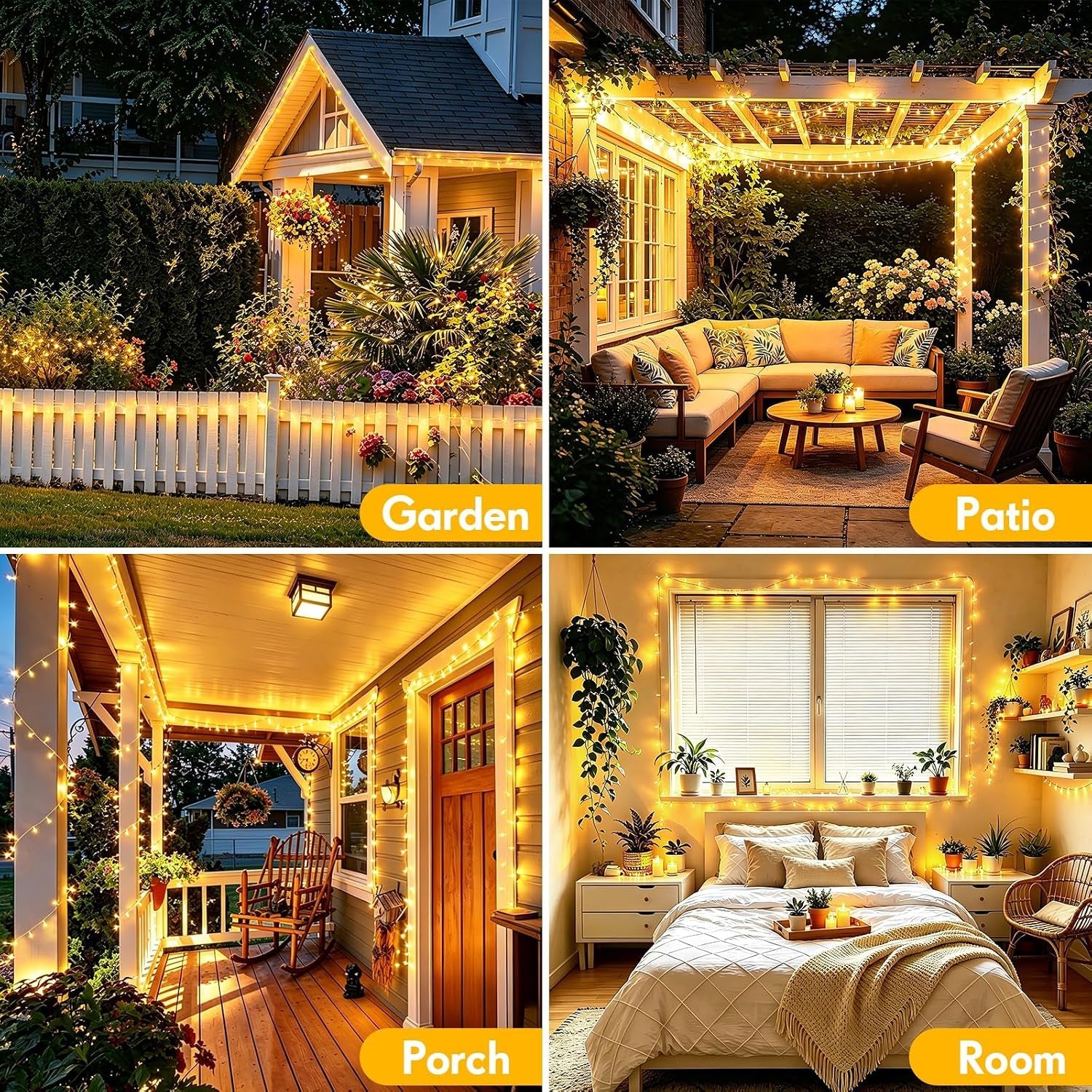 120M 1000 LED Fairy Lights Outdoor String Lights Plug in Extra Long Christmas Lights Waterproof with Remote Timer 8 Modes for outside Garden Patio Party Wedding Yard Tree Decorations Warm White