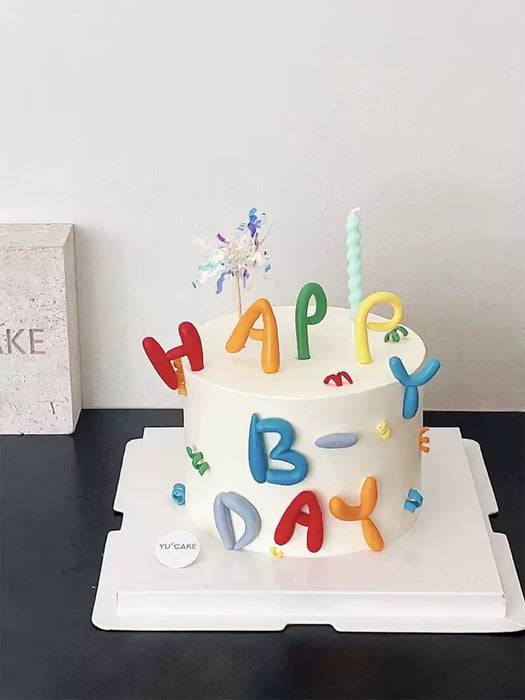 Ins Style Colorful Happy Birthday Letter Soft Gum Cake Decoration Candy Color Cake Topper Children'S Party Supplies Gifts