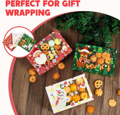 12 PCS Christmas Cookie Boxes for Gift Giving, 8.75" X 5.75" X 2.75" Bakery Treat Boxes Containers with Window for Xmas Holiday Birthday Party Pastries, Cupcakes, Brownies, Donuts, Baked Goods