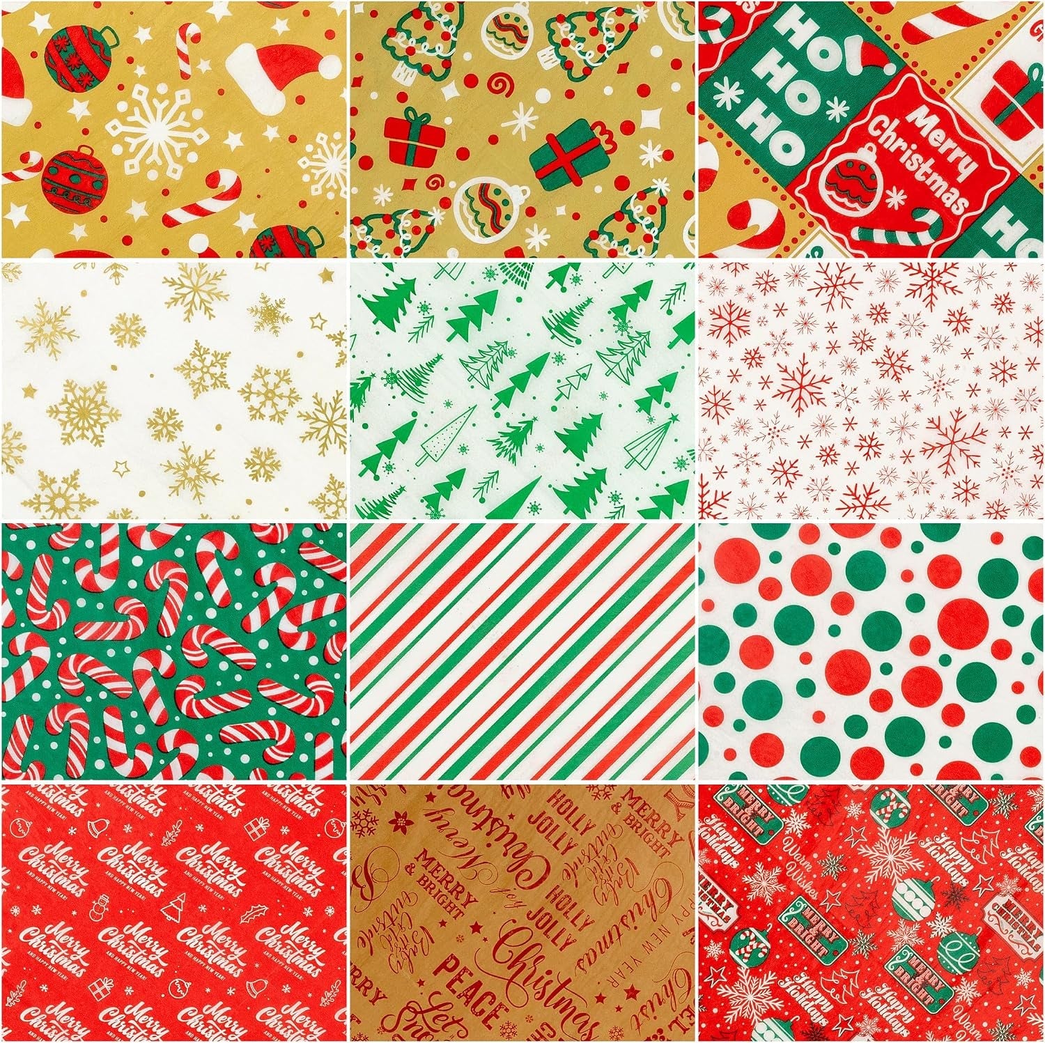 Christmas Tissue Paper - 24 Large Sheets 20X27.5 Inch (50X70Cm), Xmas Tissue Paper for Wrapping Gifts & Packaging