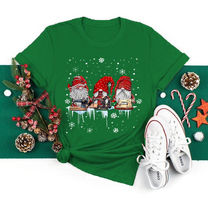 Christmas New Printed Pattern Round Neck Short Sleeve T-shirt
