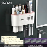 '-Magnetic Adsorption Inverted Toothbrush Holder Wall -Automatic Toothpaste Squeezer Storage Rack Bathroom Accessories