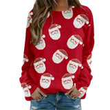 New Hot Sale Women's Casual Capless Round Neck Regular Drop Shoulder Sweater Pullover Print Top