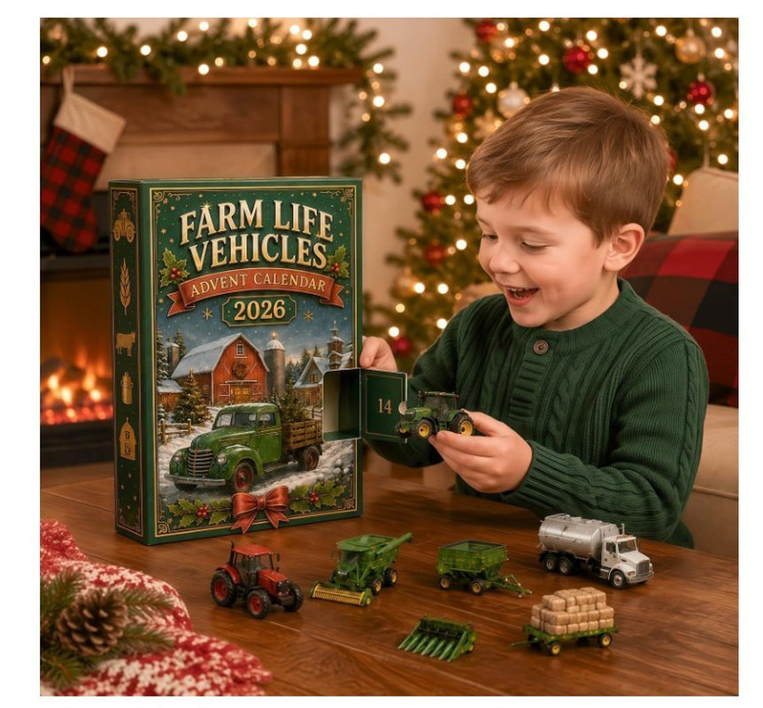 Farm Life Vehicles Advent Calendar 2026,24-Day 2D Acrylic Agricultural Machines