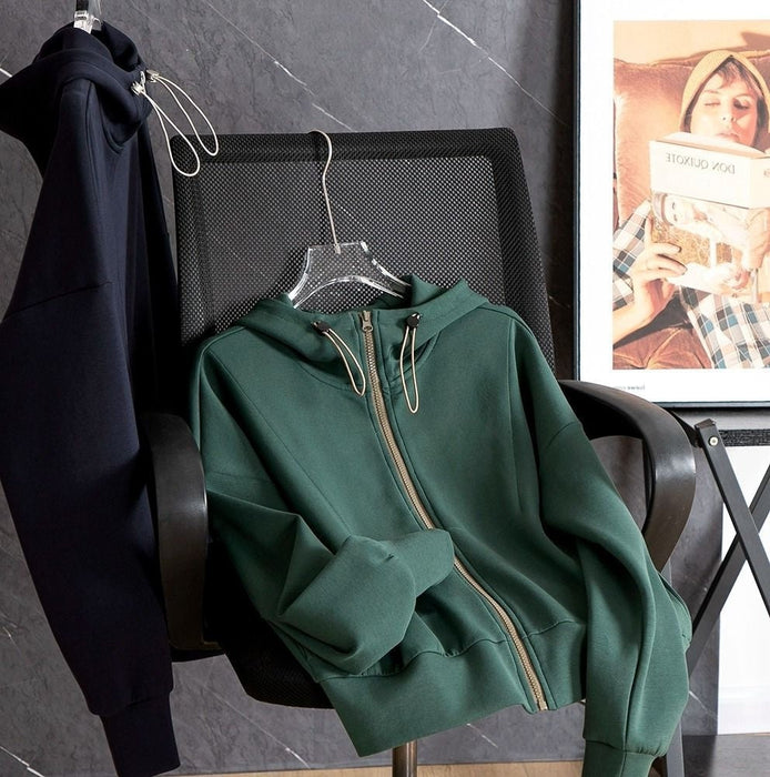 Autumn High-grade Sweater Hooded Drawstring Loose All-matching Cardigan Coat
