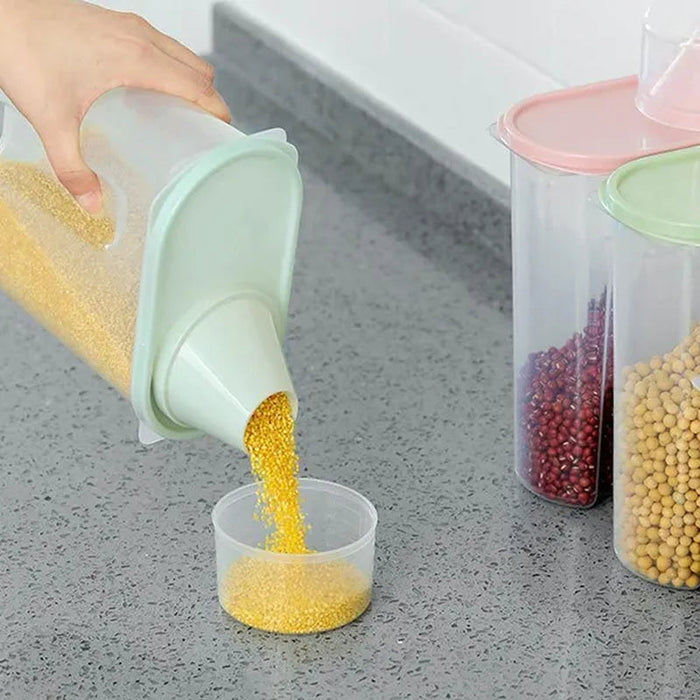 PP Food Storage Box Plastic Transparent Container Set with Inverted Lid Kitchen Storage Bottle Jar Dry Food Jar 1.9L-2.5L