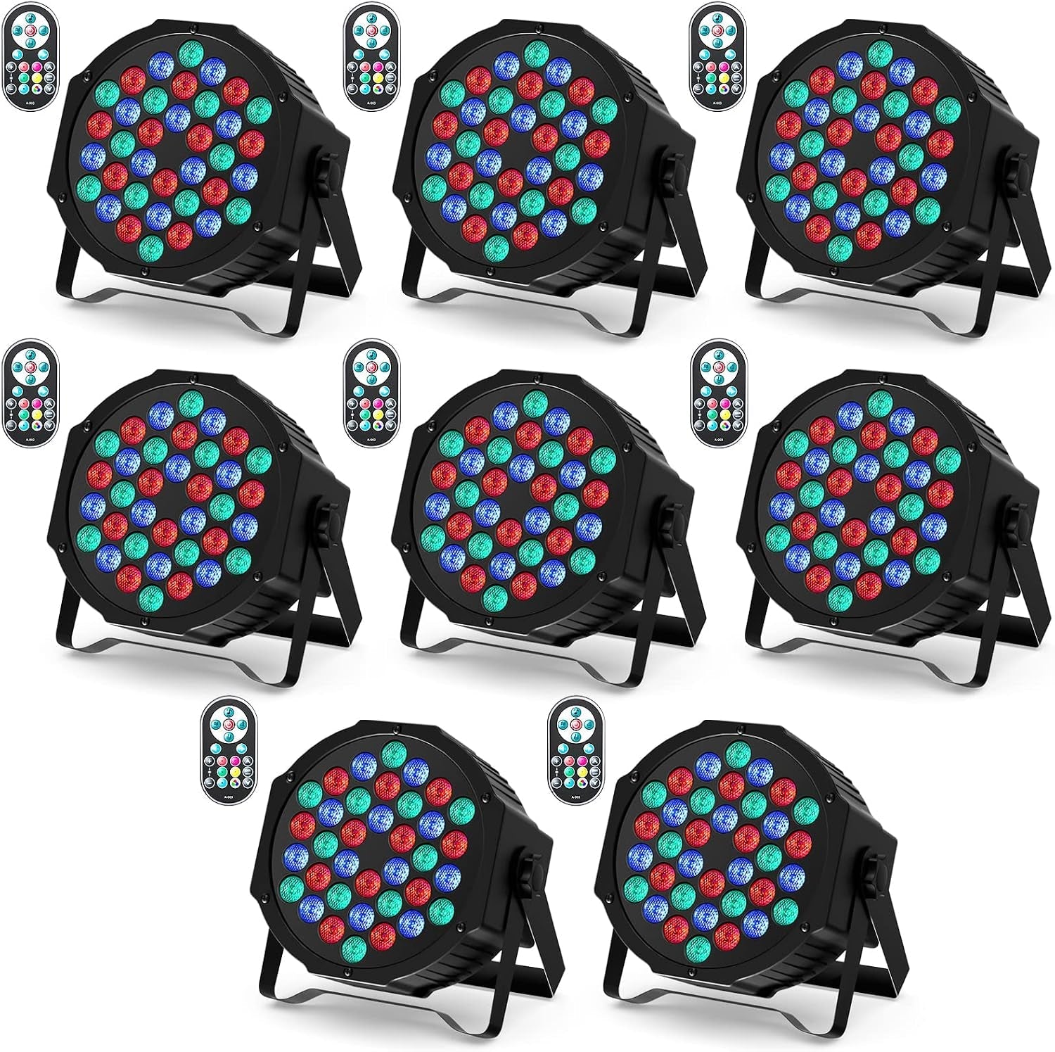 8 Pack RGB 36 LED Stage Lights with Remote Control, 72W LED Par Can Light Console 7CH Control, 7 Modes Disco Lights for Parties Wedding Club Party Concert Bars Show