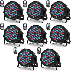 8 Pack RGB 36 LED Stage Lights with Remote Control, 72W LED Par Can Light Console 7CH Control, 7 Modes Disco Lights for Parties Wedding Club Party Concert Bars Show