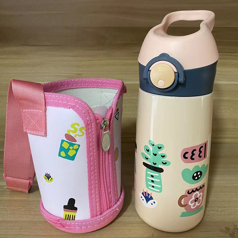 Cartoon-style Portable 16-oz Stainless Steel Straw Cup For Kids