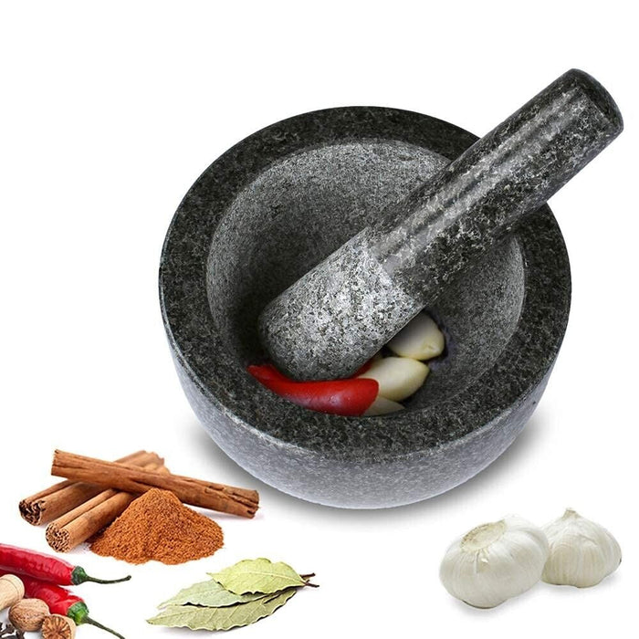 Pestle and Mortar Set Granite Stone Spice & Herb Crusher Home Kitchen Tool UK