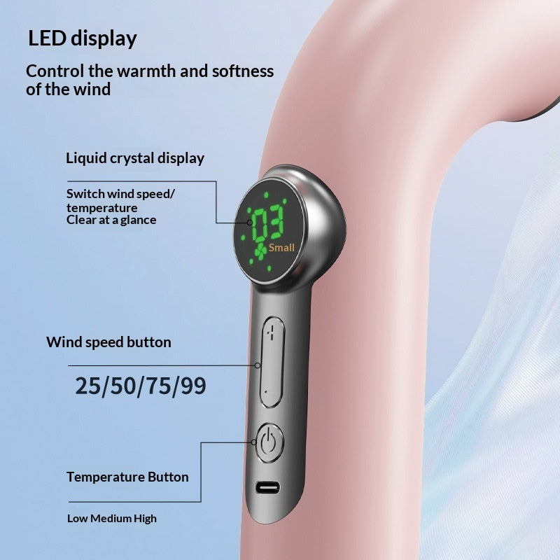 Curved Handle USB Charging Cordless Hair Dryer