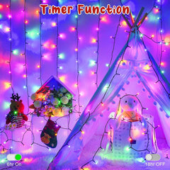 Fairy Lights 6M 60LED Fairy String Lights USB or Battery Operated with Timer, 8 Modes, Waterproof Green Wire Multicolour Christmas Lights for Indoor Outdoor Bedroom Wedding Birthday Wreath Xmas