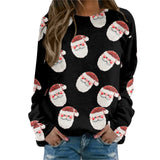 New Hot Sale Women's Casual Capless Round Neck Regular Drop Shoulder Sweater Pullover Print Top