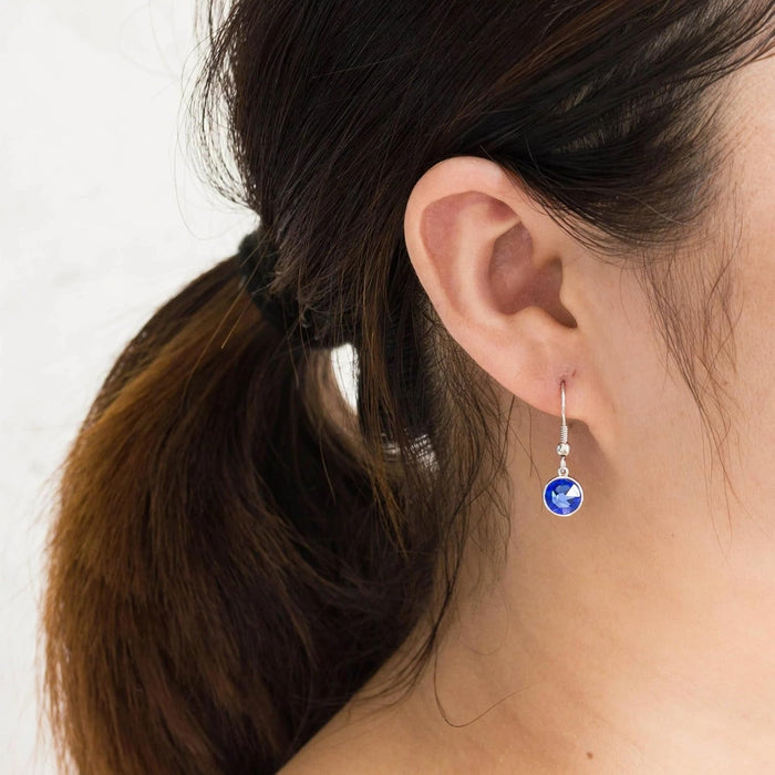 Dark Blue Crystal Drop Earrings Created with Zircondia® Crystals