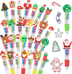 Christmas Multicolour Ballpoint Pens, 30PCS 4 Colours, Xmas Mini Retractable Pens for Kids Novelty Pens for Class Reward Gifts Party Bag Fillers