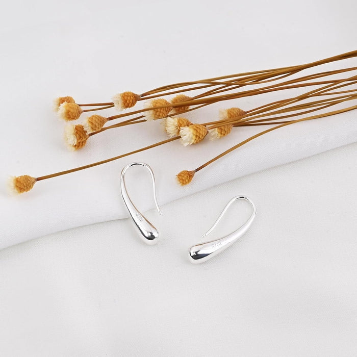Silver Teardrop Pull through Earrings 925 Sterling Silver Earrings Drop Dangle Earrings Handmade Threader Earrings for Women