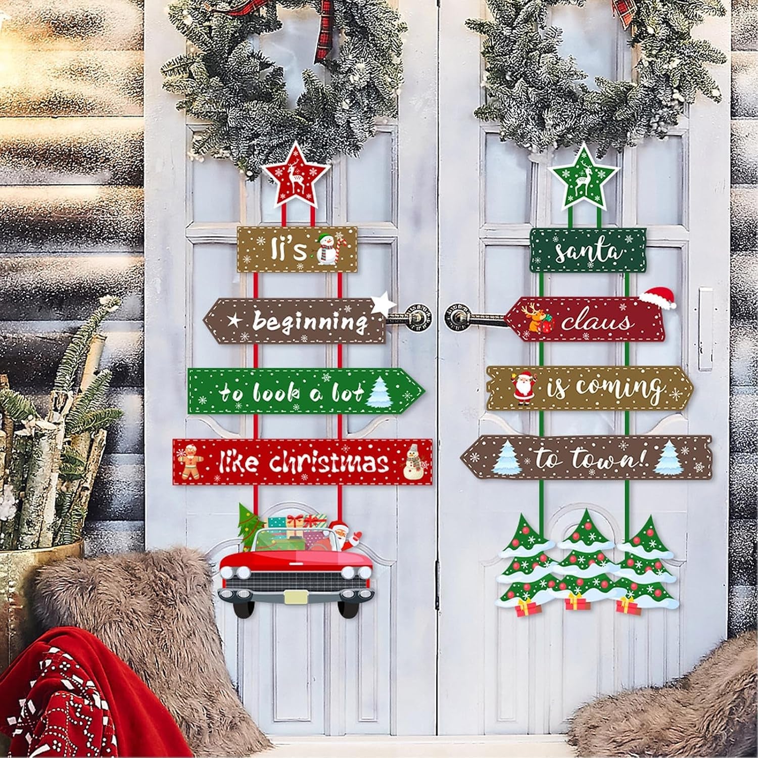 Christmas Hanging Decoration,Large Hanging Indoor,Window Door Kitchen Dress up Card Hanging,Creative Crafts Christmas Decorations
