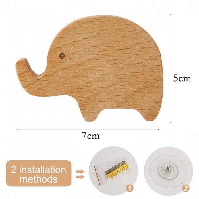 1Pcs Animal Wooden Hooks Cute Room Decor Hook Wall Keychain Coat Hook Home Door Wood Hook Hanger Kitchen Accessories Gadget