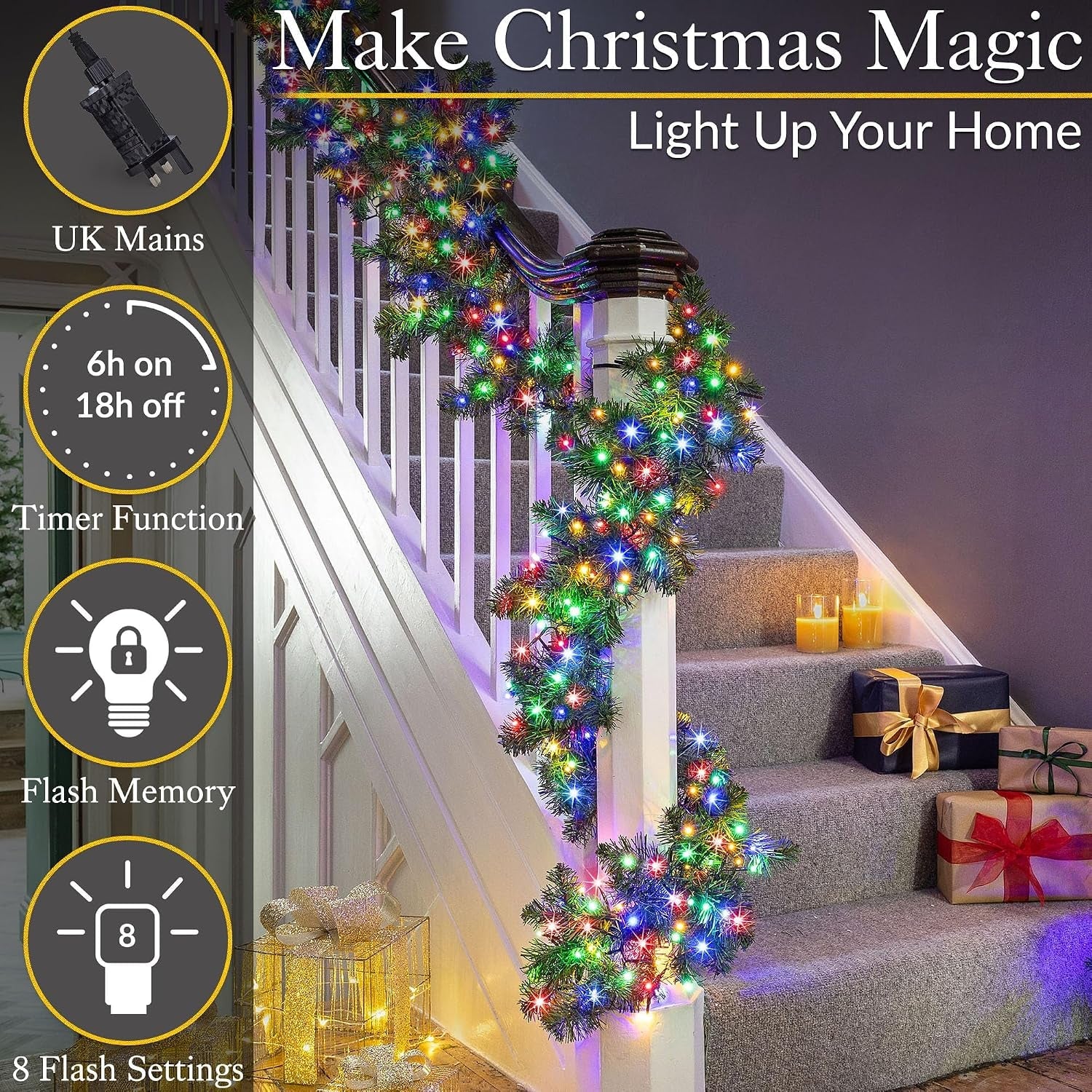 Christmas Cluster Lights, 2000 Leds, Multi-Coloured