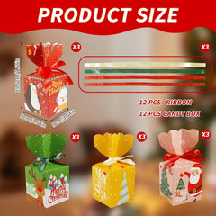 12Pcs Christmas Party Gift Boxes, Creative Christmas Paper Candy Boxes, Festive Favour Boxe for Xmas Party, Advent Decorations, Eve, Gift Wrapping