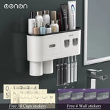 '-Magnetic Adsorption Inverted Toothbrush Holder Wall -Automatic Toothpaste Squeezer Storage Rack Bathroom Accessories