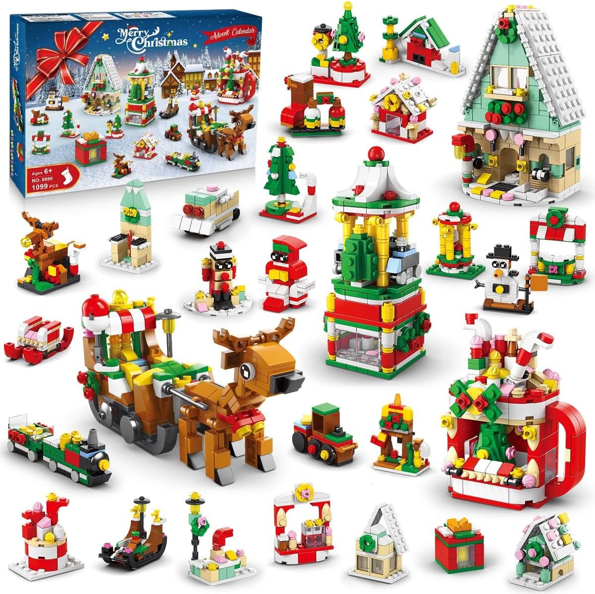 24 Days Countdown Christmas Advent Calendar Kids Building Blocks Toys Gift Boxes