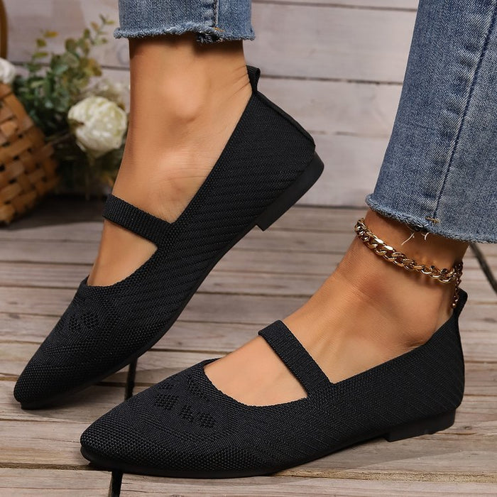 Flyknit Pointed Flat Bottom Pumps Women's Low-cut Shoes