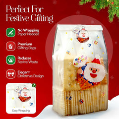 Christmas Gifting Bags 10 Pack – Assorted Xmas Wrapping Bags for Small Gifts, Stocking Fillers, Cookies, Popcorn & Secret Santa Presents – Reusable Christmas Snack Gift Party (Sticker Not Included)