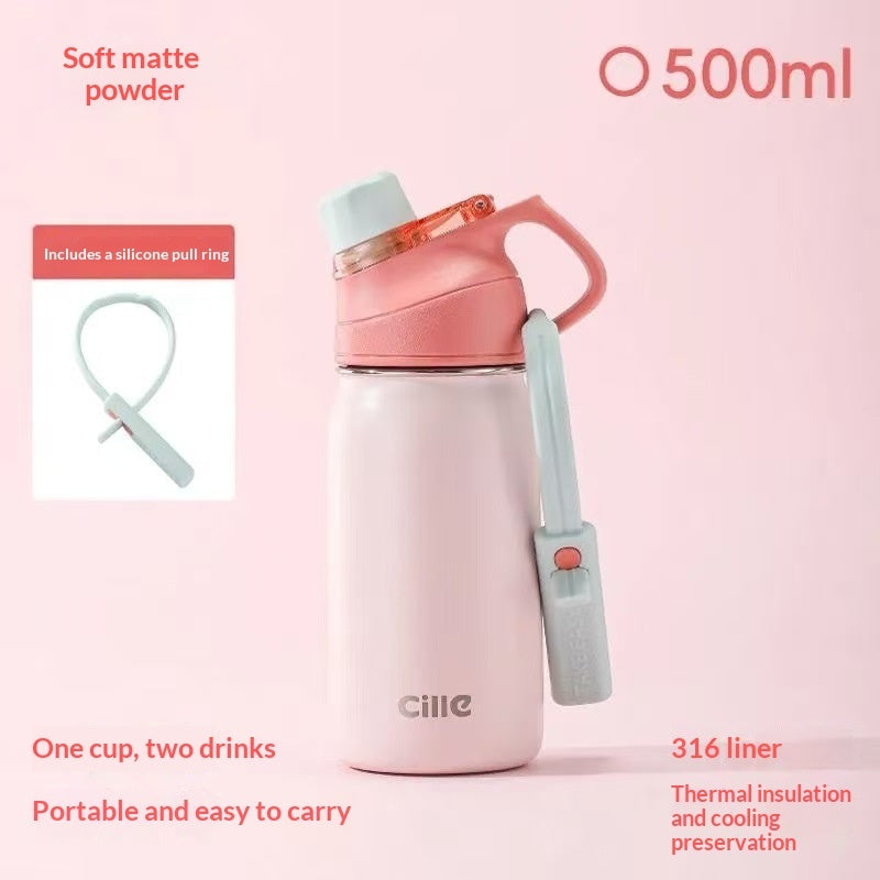 Portable Handheld Insulated Stainless Steel Car Mug Sports Water Bottle