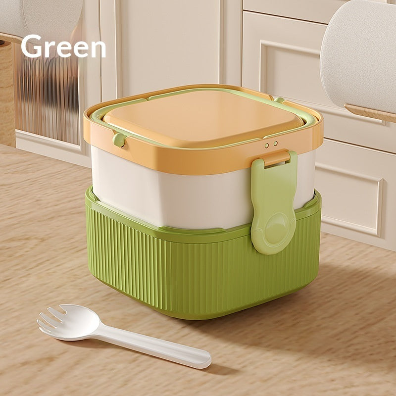 Childrens Portable Double-Layer Lunch Box With Handles For Picnics And Camping