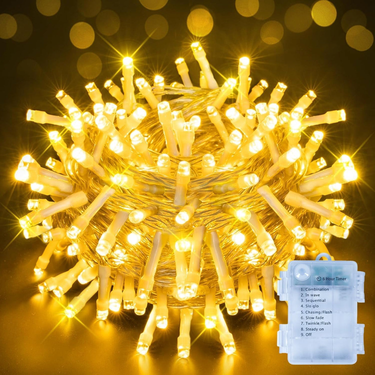 Fairy Lights Battery Operated, 10M 100 Leds Bright Battery Powered String Lights, Warm White outside Christmas Lights Waterproof with 8 Modes/Timer for Indoor Outdoor Bedroom Garden Decorations